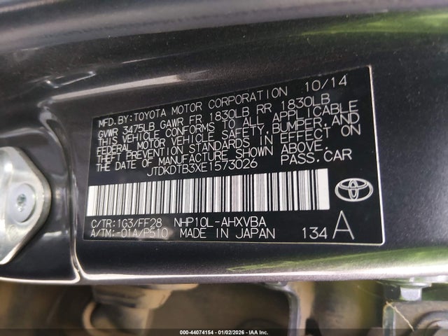 JTDKDTB3XE1573026 Toyota Prius C Two