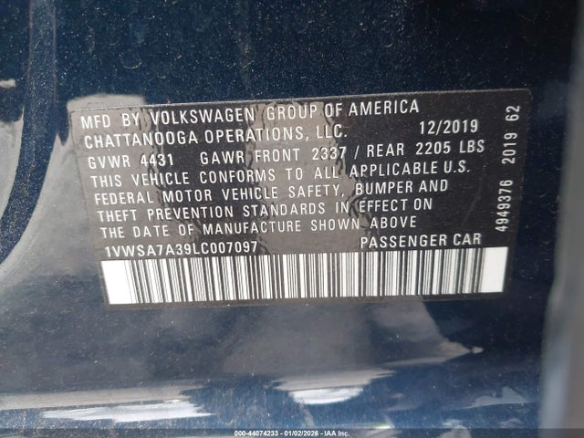 Volkswagen Passat 2.0t Se 2020 1VWSA7A39LC007097 Image 9
