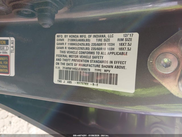 7FARW1H52JE009978 Honda CR-V EX
