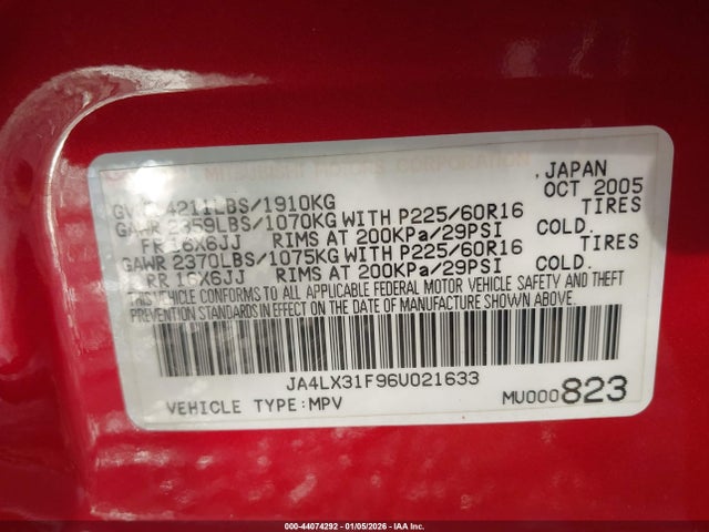 2006 MITSUBISHI OUTLANDER JA4LX31F96U021633 Photo 8