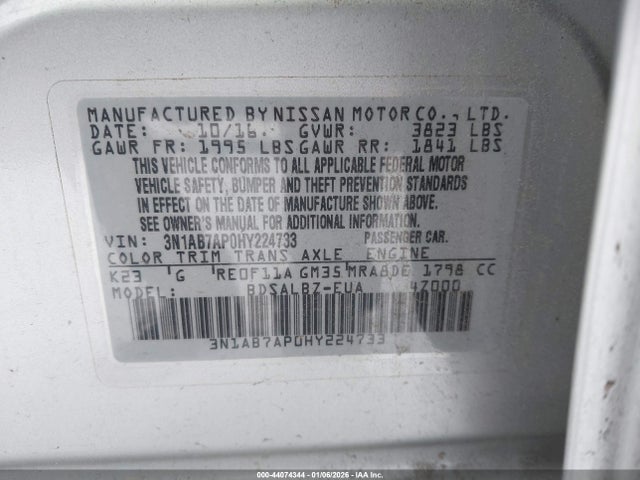 3N1AB7AP0HY224733 Nissan SENTRA S