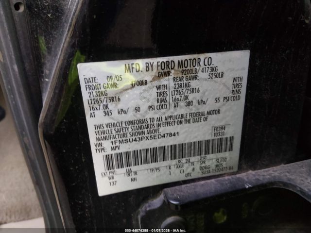 2005 FORD EXCURSION 1FMSU43PX5ED47841 Photo 8