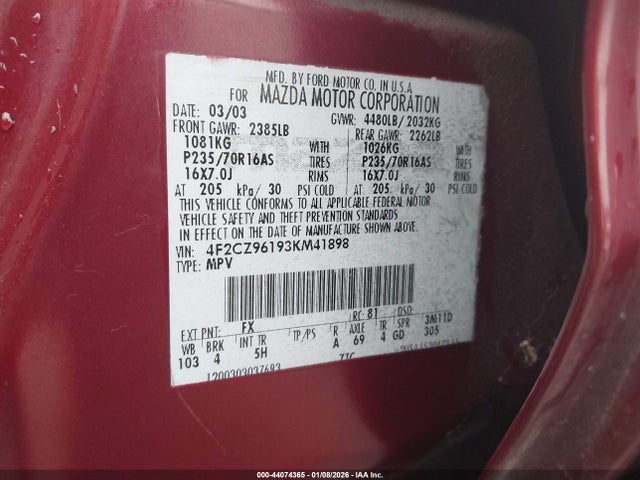 2003 MAZDA TRIBUTE 4F2CZ96193KM41898 Photo 8