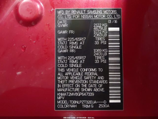 2016 NISSAN ROGUE KNMAT2MV8GP647339 Photo 8