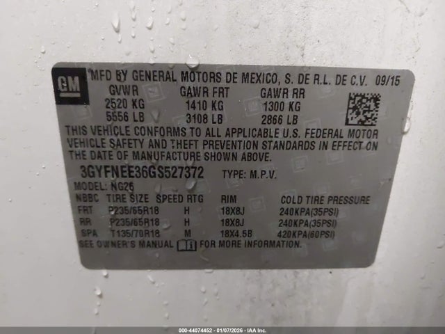 2016 CADILLAC SRX 3GYFNEE36GS527372 Photo 8