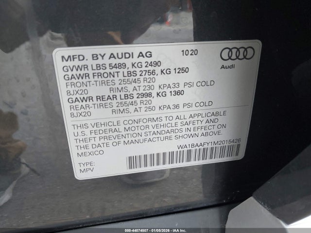 2021 AUDI Q5 WA1BAAFY1M2015426 Photo 8