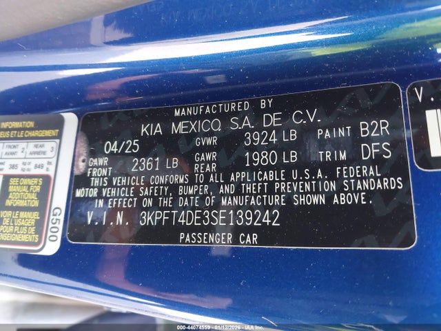 KIA K4 Lxs 2025 3KPFT4DE3SE139242 Image 9