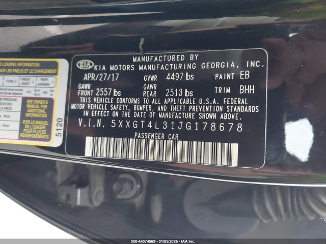 Aukcja sprzedaży 2018 Kia Optima Lx, vin: 5XXGT4L31JG178678, numer aukcji: 44074569