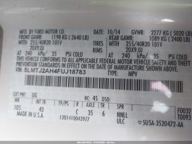 Lincoln MKC 2015 5LMTJ2AH4FUJ18783 Image 9