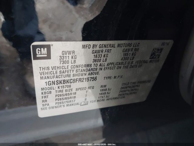 2015 CHEVROLET TAHOE 1GNSKBKC8FR215756 Photo 8