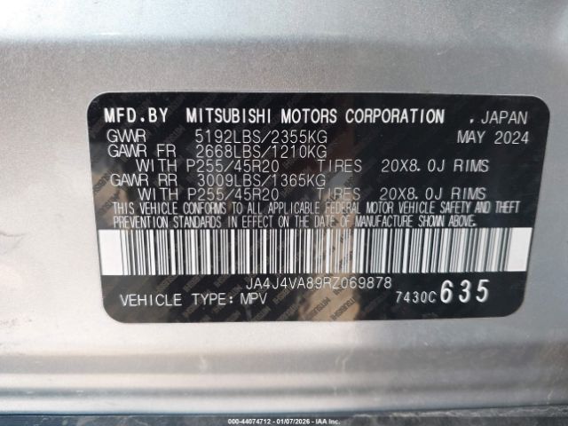 2024 MITSUBISHI OUTLANDER JA4J4VA89RZ069878 Photo 8