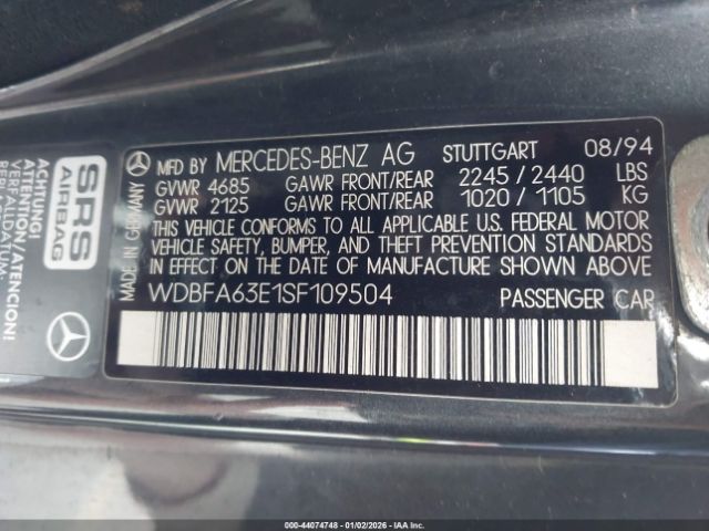 1995 MERCEDES-BENZ SL WDBFA63E1SF109504 Photo 8