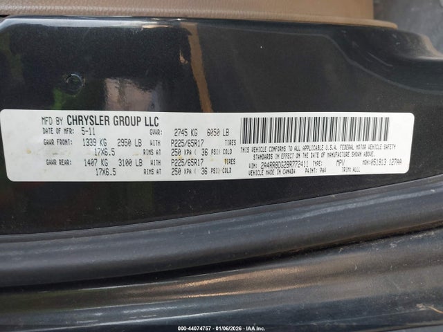 Продажа на аукционе авто 2011 Chrysler Town & Country Touring-l, vin: 2A4RR8DG2BR772411, номер лота: 44074757