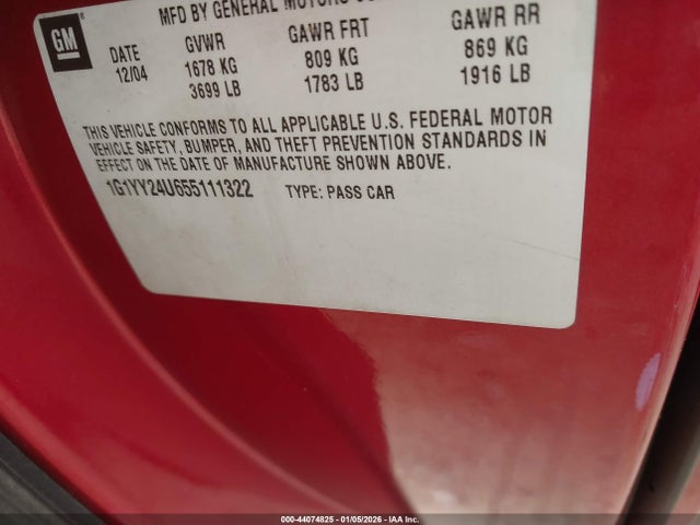 2005 CHEVROLET CORVETTE 1G1YY24U655111322 Photo 8