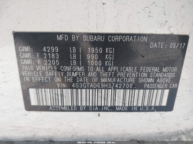 4S3GTAD69H3742708 Subaru Impreza 2.0i Premium
