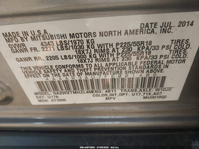 2015 MITSUBISHI OUTLANDER SPORT 4A4AR3AU7FE001406 Photo 8