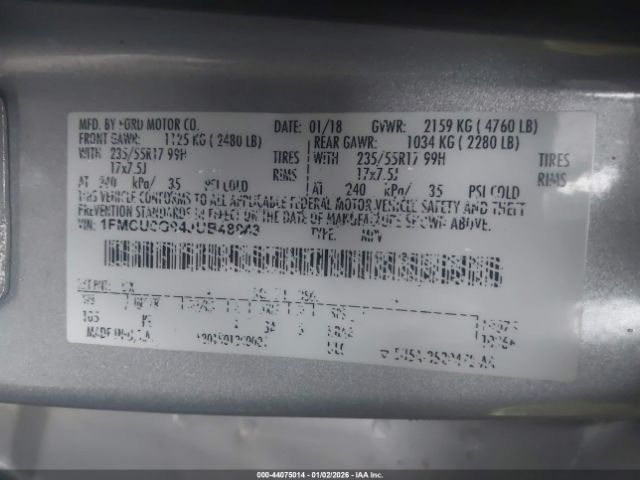 2018 FORD ESCAPE 1FMCU0G94JUB48843 Photo 8
