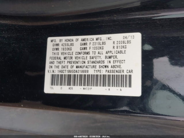 Aukcja sprzedaży 2013 Honda Accord Ex-l, vin: 1HGCT1B85DA018699, numer aukcji: 44075020