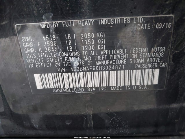 4S3BNAF60H3024871 Subaru Legacy 2.5i Premium