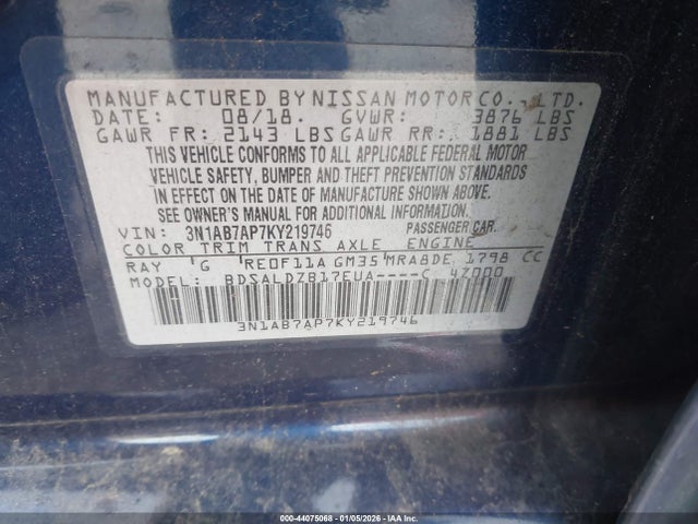 Nissan SENTRA SV 2019 3N1AB7AP7KY219746 Image 9