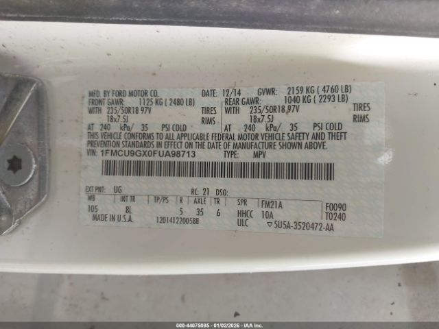 2015 FORD ESCAPE 1FMCU9GX0FUA98713 Photo 8