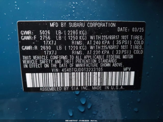 4S4BTGUD0S3233105 Subaru Outback Wilderness