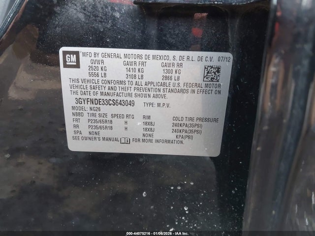 2012 CADILLAC SRX 3GYFNDE33CS643049 Photo 8