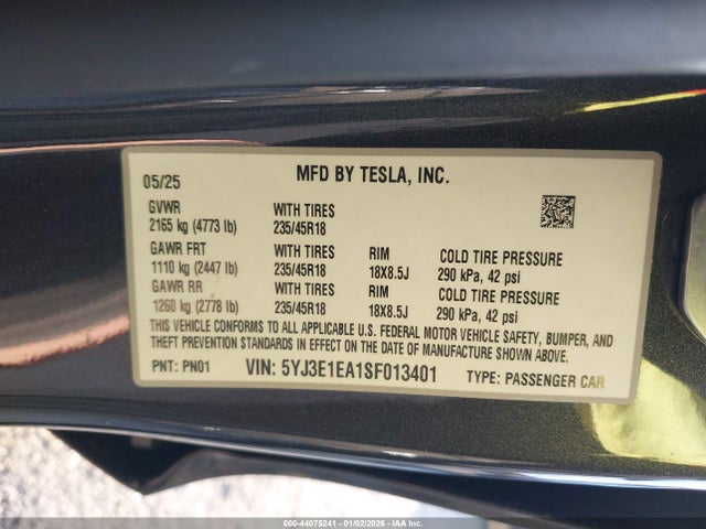 2025 TESLA MODEL 3 5YJ3E1EA1SF013401 Photo 8