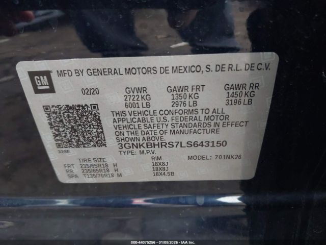 2020 CHEVROLET BLAZER 3GNKBHRS7LS643150 Photo 8