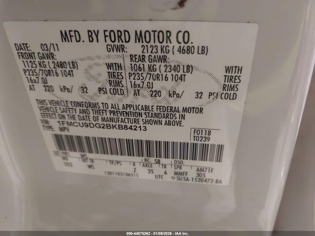 2011 FORD ESCAPE 1FMCU9DG2BKB84213 Photo 8
