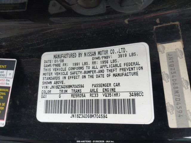 2008 NISSAN 350Z JN1BZ34D68M704594 Photo 8