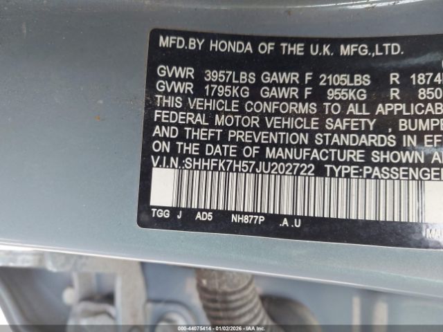 2018 HONDA CIVIC SHHFK7H57JU202722 Photo 8