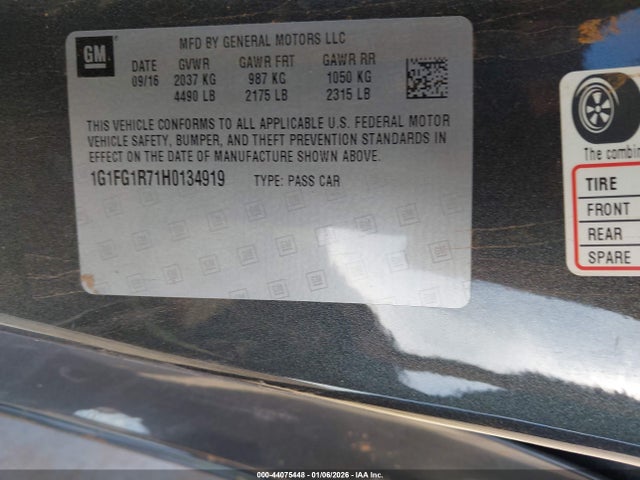 Aukcja sprzedaży 2017 Chevrolet Camaro 2ss, vin: 1G1FG1R71H0134919, numer aukcji: 44075448