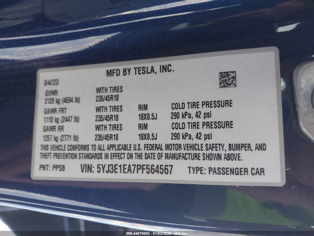 2023 TESLA MODEL 3 5YJ3E1EA7PF564567 Photo 8