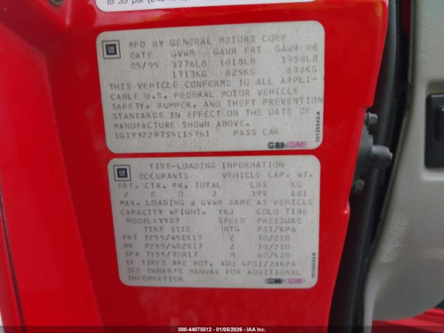 1995 CHEVROLET CORVETTE 1G1YY22P7S5115761 Photo 8