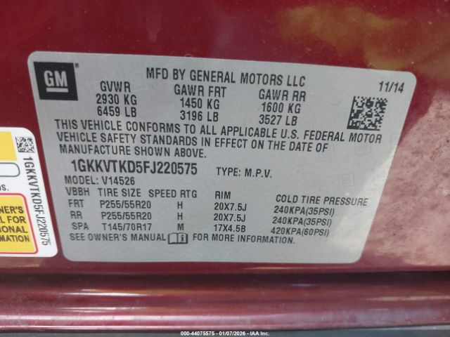 2015 GMC ACADIA 1GKKVTKD5FJ220575 Photo 8