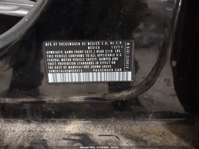 2012 VOLKSWAGEN JETTA 3VW2K7AJ3CM359974 Photo 8