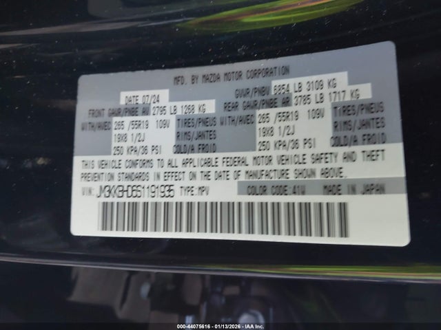 44075616 :رقم المزاد ، JM3KKBHD6S1191935 vin ، 2025 Mazda Cx-90 3.3 Turbo Preferred Package مزاد بيع