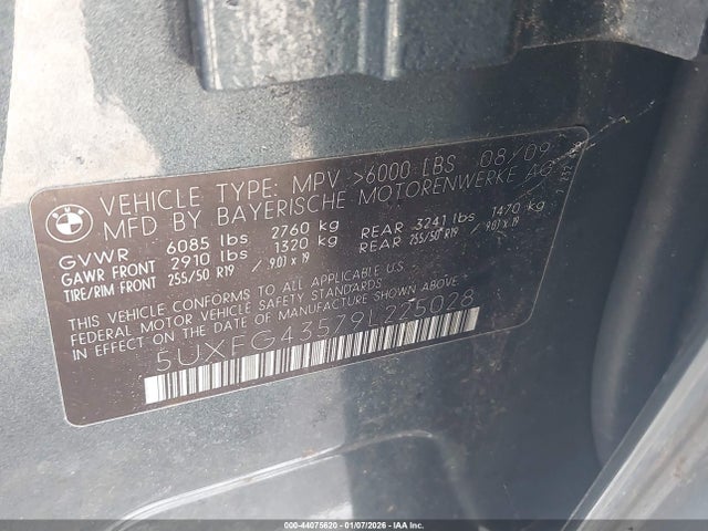2009 BMW X6 5UXFG43579L225028 Photo 8