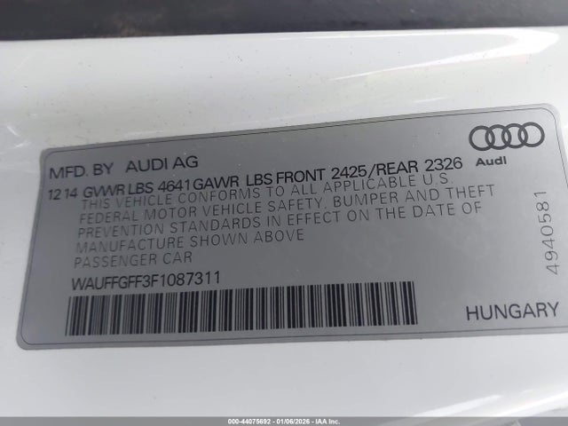 2015 AUDI S3 WAUFFGFF3F1087311 Photo 8
