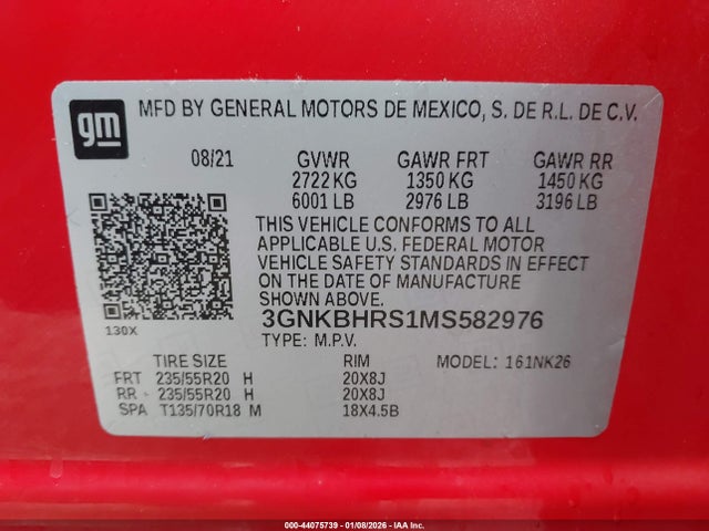 44075739 :رقم المزاد ، 3GNKBHRS1MS582976 vin ، 2021 Chevrolet Blazer Awd 2lt مزاد بيع