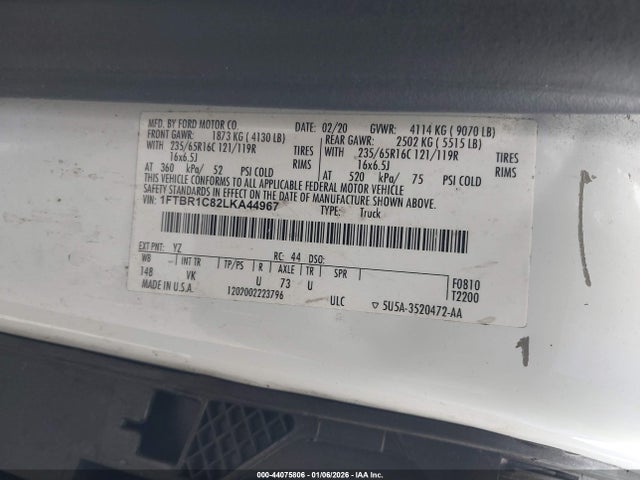 2020 FORD TRANSIT-250 CARGO VAN 1FTBR1C82LKA44967 Photo 8