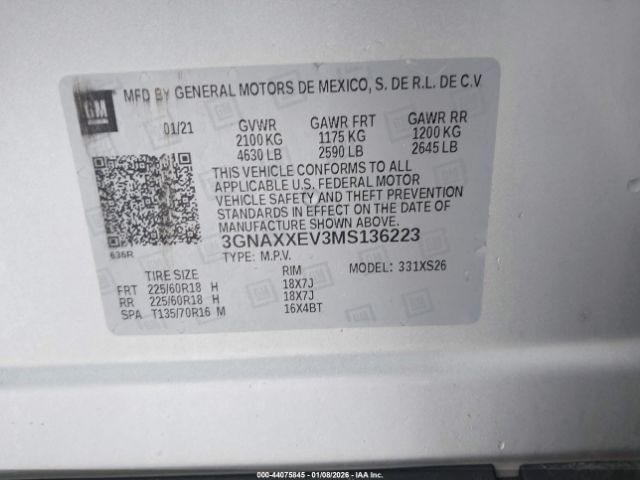 2021 CHEVROLET EQUINOX 3GNAXXEV3MS136223 Photo 8