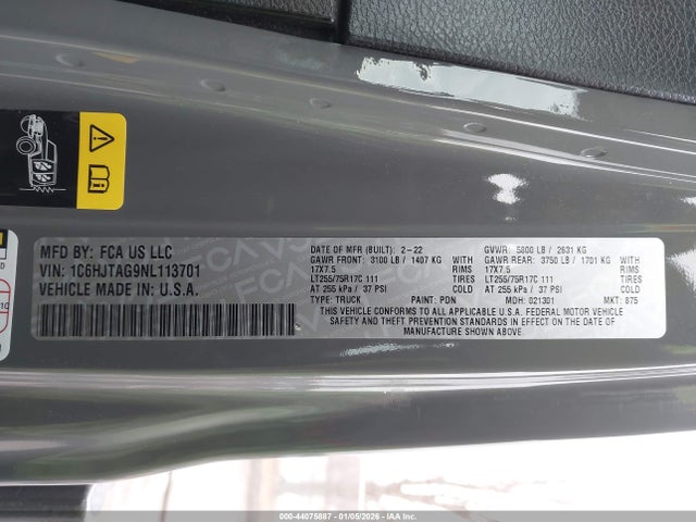 2022 JEEP GLADIATOR 1C6HJTAG9NL113701 Photo 8