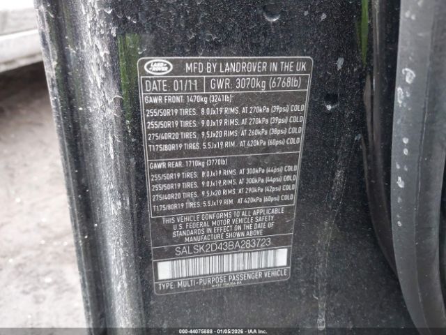 2011 LAND ROVER RANGE ROVER SPORT SALSK2D43BA283723 Photo 8