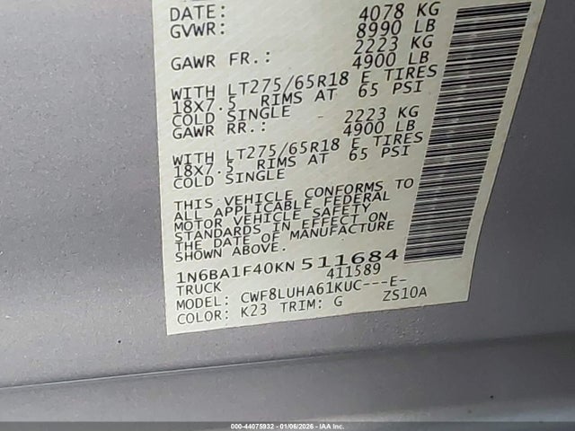 2019 NISSAN TITAN XD 1N6BA1F40KN511684 Photo 8