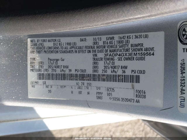 2014 FORD FIESTA 3FADP4GX3EM159564 Photo 8