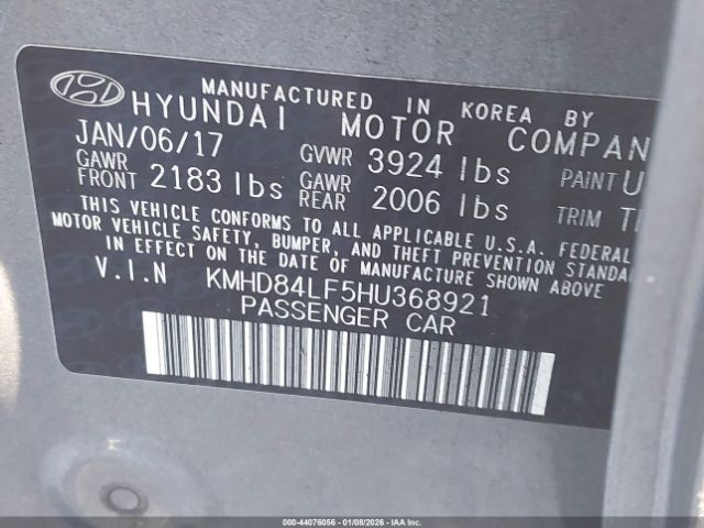 2017 HYUNDAI ELANTRA KMHD84LF5HU368921 Photo 8