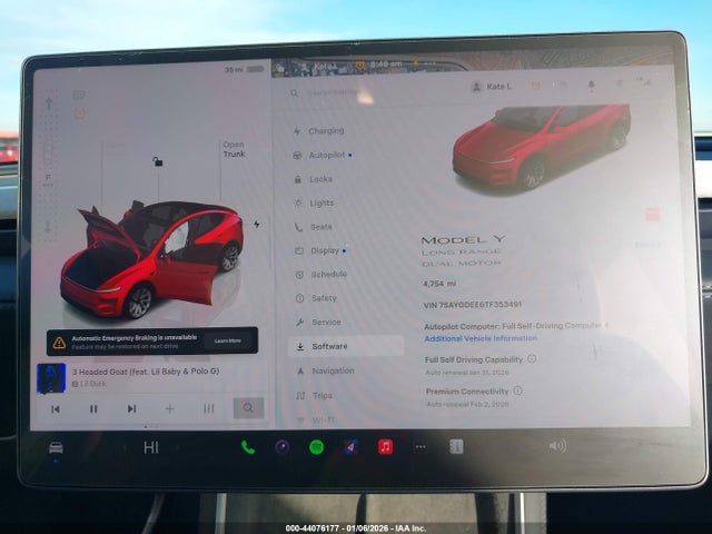 44076177 :رقم المزاد ، 7SAYGDEE6TF353491 vin ، 2026 Tesla Model Y مزاد بيع