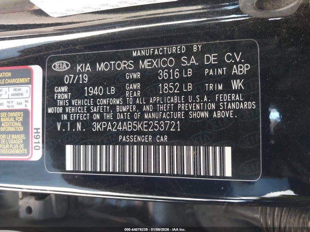 3KPA24AB5KE253721 KIA RIO LX